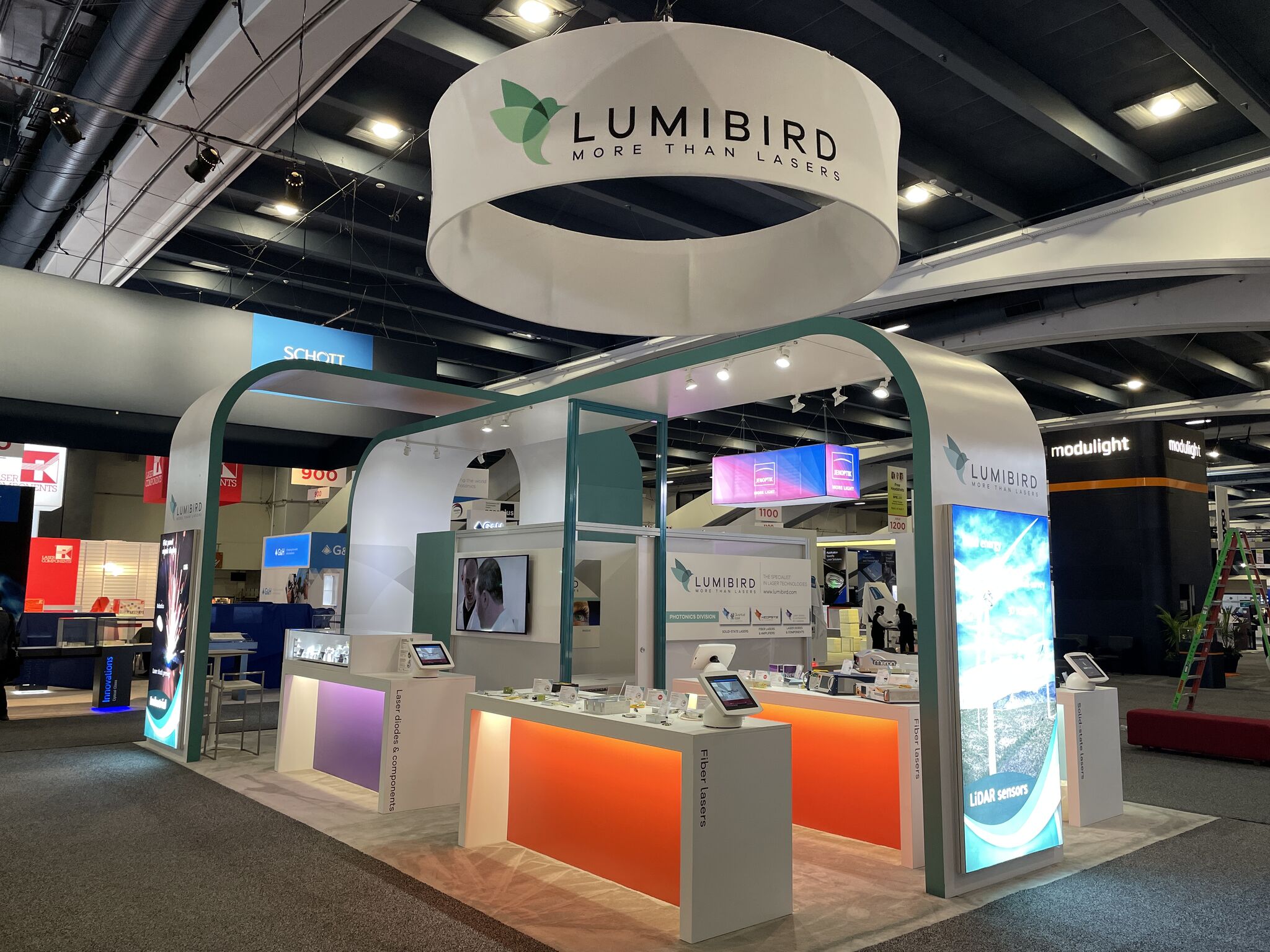 Lumibird 20 x 30 custom rental trade show exhibit at Photonics West