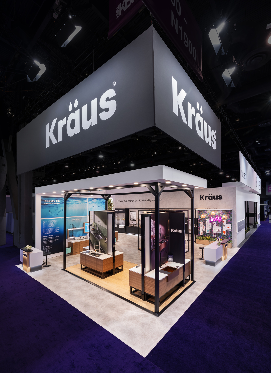 Kraus black corner in Delta trade show exhibit at KBIS 2024